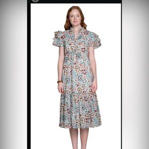 Olivia James The Label Delia Pleated Maxi Sundress with Flutter Sleeves